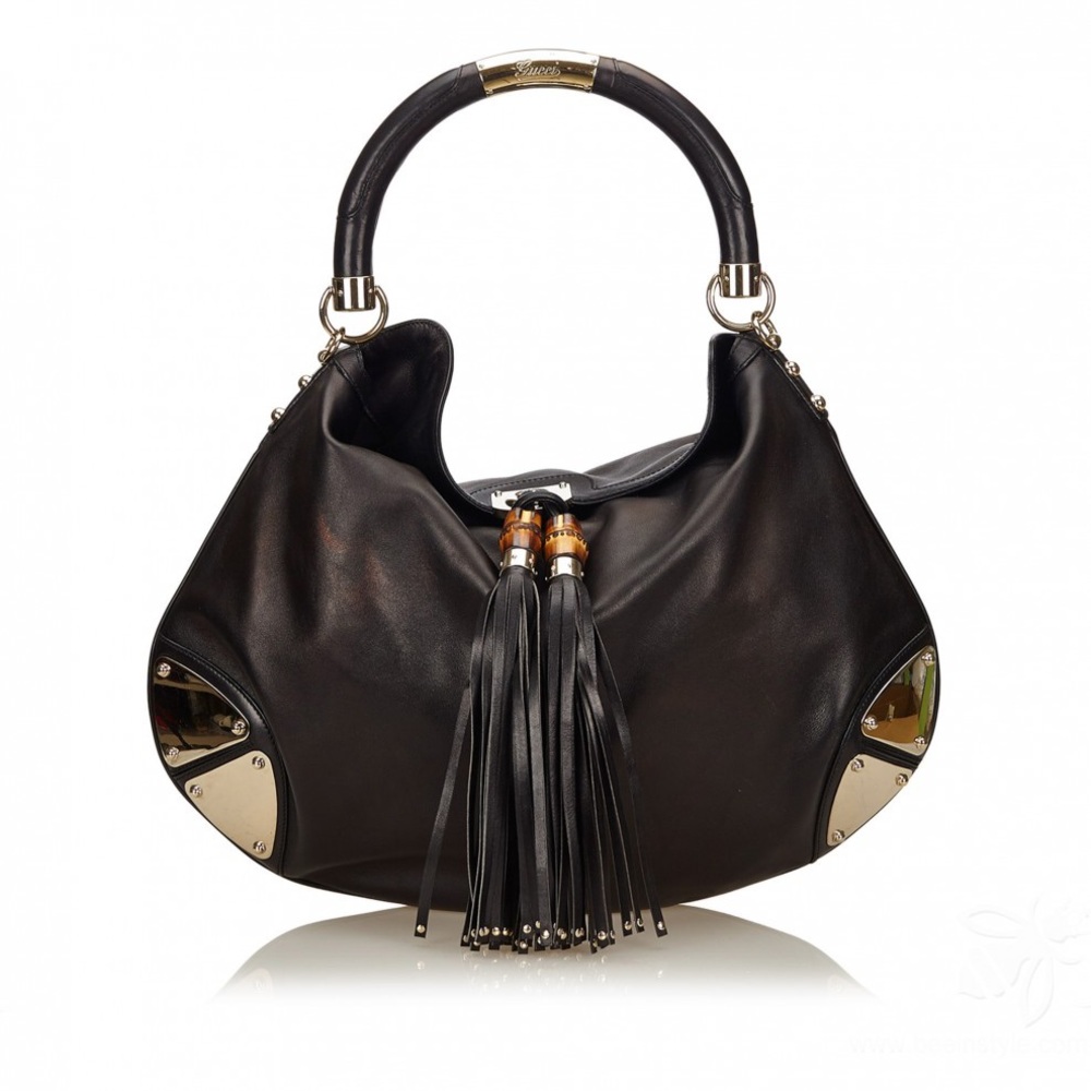 GUCCI BLACK BABOUSKA INDY TOP HANDLE BAG